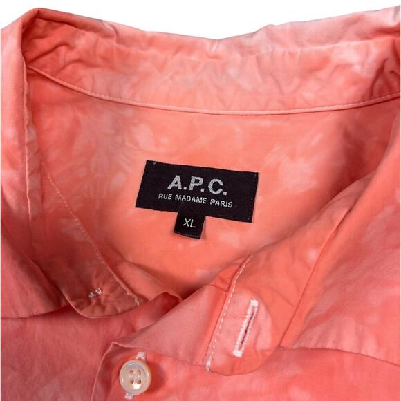 A. P. C. Rue Madame Paris Scribble Heart Dye Button Up Shirt - Picture 3 of 5